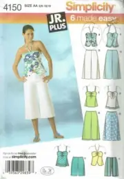 Simplicity Sewing Pattern 4150 Juniors Gauchos Shorts Top Size 5/6-15/16