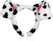 [WRITWAA] Fluffy Headband with Dalmatian Ears, Animal Ear Headbands for Women and Adults, Cute Plush Headband for Party Costumes