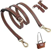 [Ruinous] Kit for Long champ Strap, Replacement for Long Champ Strap, Adjustable Leather Shoulder Strap for Long champ Bag Strap, Adjustable Conversion Kit Fit for Long Champ Handbag (Brown Gold)