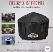 Heavy Duty Fire Pit Covers, Fit 32x16 Inch Round Gas Fire Pit - 600D Polyester