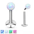 Surgical Steel Opal Internally thread Labret Lip Bar Tragus Piercing earring