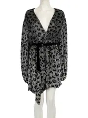 Silver Leopard Sequinned Belted Mini Dress