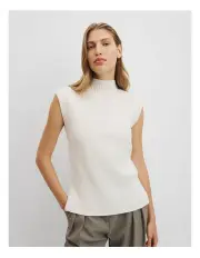 [Country Road] Roll Neck Knit Vest in Cream