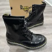 Dr Martens 1460 Patent Smooth Black Leather Combat Boots Women 10