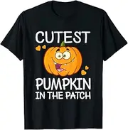 [X.Style] Cutest Pumpkin in The Patch Kids Girls Halloween Pumpkin ds240 T-Shirt (S) Black