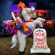 Halloween Headless Horseman Tombstone Airblown Inflatable Decor LED BlowUp Spook