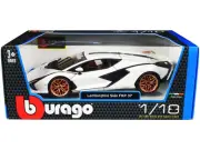 Bburago Lamborghini Sian FKP 37 White with Copper Wheels 1/18 Diecast Model Car