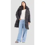 Replay Womens Casual Long Jacket In Nylon w/ Zipper Black