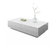 Modern Coffee Table 4 Drawer Storage Shelf High Gloss Wood Living Room Furniture White