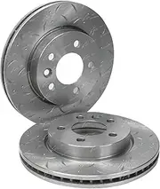2 x Front Slotted + Dimpled Disc Brake Rotors for Volkswagen Amarok 2H 2011 2012 2013 2014 2015 2016 2017