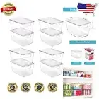 Large Stackable Clear Storage Bins with Handles - 8 Pack for Modern Organization