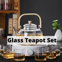 在飛比找蝦皮購物優惠-1000ml Glass Teapot Tea Pot Se