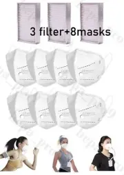 3 filters+8 Pre punched masks Replacement For Broad Airpro Purifying Respirator