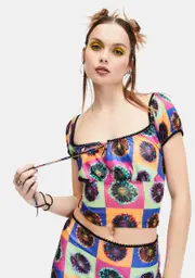 [dELiA*s by Dolls Kill] Neo-Psychedelic Mesh Crop Top