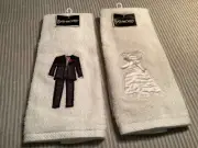 NWT 2 Barth & Dreyfuss USA Luxury THICK Terry Towels DECO Tux Dress Bride Groom