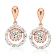 Eclipse Sterling Silver Circle Made with Austrian Crystal Drop Earrings