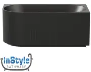 Capri- 1700mm Back To Wall Fluted Freestanding Bath-Right Hand Corner-MATT BLACK