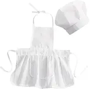 Uonlytech Newborn Chef Hat and Apron for Photography Adorable Cosplay Outfit White S for Memorable Photos and Daily Wear