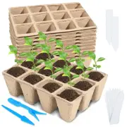 10 Packs Seedling Starter Trays, 120 Cells Biodegradable Seed Starter Plant P...