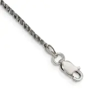 7 Inch Sterling Silver Ruthenium-Plated 1.7mm Twisted Tight Wheat Chain