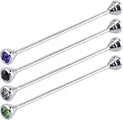 Rhinestone Tie Pin,Zcargel 4PCS Double Wire Lapel Pin Set with Diamonds Collar Pin Sweater Brooch Pin Shirt Collar Decoration
