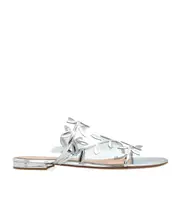 Gianvito Rossi Flavia Leaf Motif Flat Slides 36,38.5,38,39,40.5,40 silver