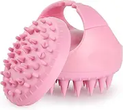 Joogee Hair Scalp Massager Shampoo Brush, Wet & Dry, Manual Head, Soft Silicone Bristles, Exfoliates, Massages Scalp, Removes Dandruff, Stimulates Hair Growth - Pink