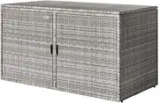 Gardeon Outdoor Storage Cabinet, 63cm Tall Wicker Cupboard Tool Box Garden Shed Shelving Storages Bench Tools Chest Organiser Home Furniture Garage Setting, Lockable Adjustable Shelves Grey