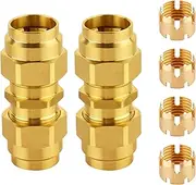 Dazakoot Brass DOT Air Brake End Fitting, 1/2” OD Union Tubing for J1402 Air Brake Hose, Air Brake Hose Fitting for Replace Semi Truck Air Brake System - 2pcs Union Tube & 4pcs Sleeve Tube