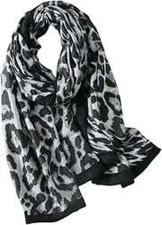 [Healeved] Black Leopard Beach Scarf for Women Fashionable Sun Block Shawl Lightweight Travel Wrap Stylish Leopard Print Accessory for All Seasons and Special Occasions