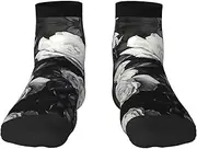 [pvinnk] Black White Rose Print Functionality Socksing Adult Socks For Workout Winter Warmth And Everyday Wear