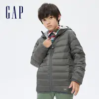 在飛比找蝦皮商城優惠-Gap 兒童裝 雙面穿連帽羽絨外套 大絨朵羽絨系列-深灰色(