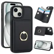 IPhone 14 Plus Case With Card Holder,Military Grade Drop Protection,Durable Shockproof Cover-Black