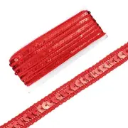 0.5 Inch x 10 Yards Sequin Ribbon Trim Sequin Braid Trim Ribbon, Red