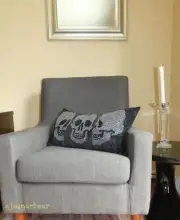Magaschoni Pillow Crystal Skull Black Silver Halloween Duck Feather NWT