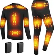 [IMYOGI] Cozy 16 Zones Heating Underwears Suit, Electric Thermal Base Layer Shirt and Pant with 3-Gear Tempreature for Man Women