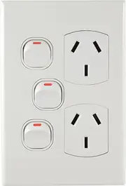 Connected Switchgear GEO Vertical Double Powerpoint + Extra Switch White