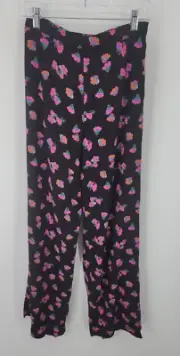 WAYF Anthropologie Pants Womens Small Black Pink Floral Flowy Boho Peasant