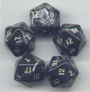 RPG Dice Set of 5 D20 - Marble Black