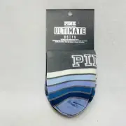 2 PAIRS Victoria's Secret Pink GREY BLUE No Show Socks Sport Run Ankle