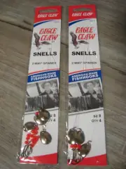 2 Pks Eagle Claw Fishing 2-Way Spinner Snells 129N Fish Hooks - Size 8 - Nickel