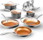 Gotham Steel Pots and Pans Set 12 Piece Cookware Set with Ultra Nonstick Ceramic Coating by Chef Daniel Green, 100% PFOA Free, Stay Cool Handles, Metal Utensil & Dishwasher Safe - 2020 Edition