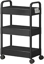 3 Tier Storage Trolley Cart On Wheels with Handle Kitchen Bathroom Laundry Narrow Space Rack Space-Saving for Book Beauty Craft Trolleys Rolling Utility Room Office