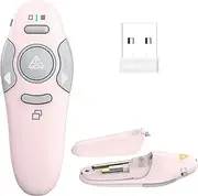 QUI Presentation Clicker Wireless Presenter Remote Clicker for PowerPoint Presentation Remote, USB Pink PowerPoint Slide Advancer for Mac/Windows/Linux, Google Slide/PPT/Keynote