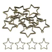 50Pcs Pentagram Alloy Open Back Bezel Pendants Resin Frame Bronze
