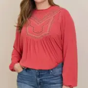 Torrid Crinkle Gauze Embroidered Peasant Blouse Top NWT 1 1X