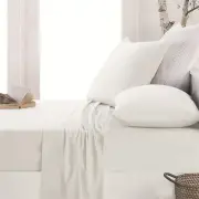 Apartmento Easy-care Micro Flannelette Sheet Set Snow King Single