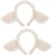 Sosoport 2pcs Plush Ear Hair Hoops Soft Fleece Cartoon Headband Cute Sheep Ear Headpiece Animal Costumes