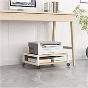 Printer Stand 2 Tiers Under Desk Printer Stand Small and Short Rolling Movable Printer Desk with 4 Wheels & Lock Mechanism Office Printer Shelf for Mini 3D Printer Printer Table