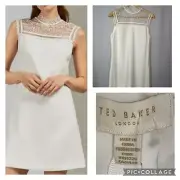 NWT - Ted Baker CARSEY Lace Yoke and Sleeve Tunic - Ivory - Size 3=US 8 - $349